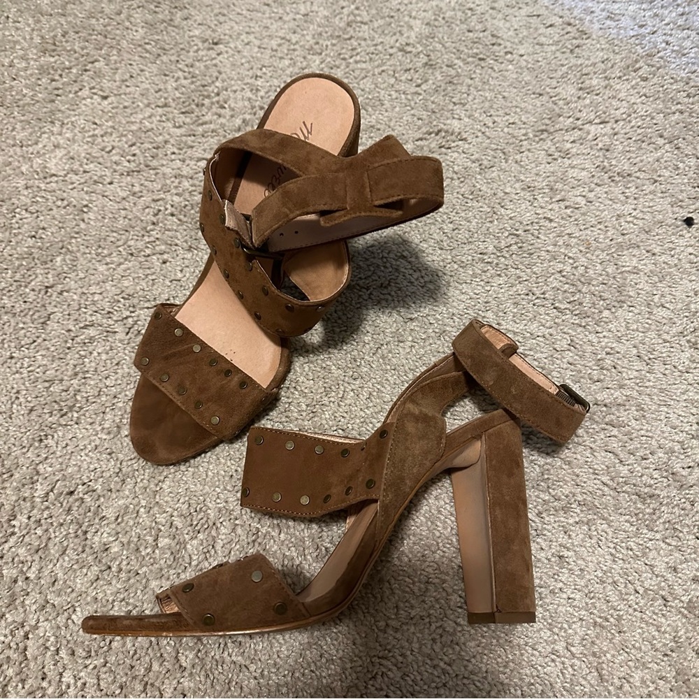 EUC Madewell brown suede heeled sandals